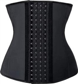 img 4 attached to Get The Perfect Figure With SHAPERX Latex Waist Trainer - 4 Hook Waist Cincher & Hourglass Body Shaper