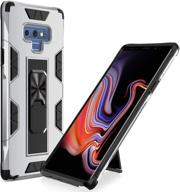 torrtoway military grade drop samsung galaxy note 9 case shockproof with kickstand stand built-in magnetic car mount armor protective case for galaxy note 9 phone case (silver) logo