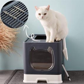 img 3 attached to 🐱 Gefryco Cat Litter Box with Lid: The Perfect Covered Solution for Kittens and Small Cats