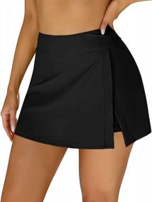 img 4 attached to Flattering ANFILIA Women'S Tummy Control Swim Skirt With Built-In Shorts For Effortless Beach Style