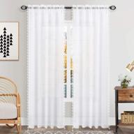 2 panel white faux linen semi sheer curtains 108" long for living room, bedroom & patio logo