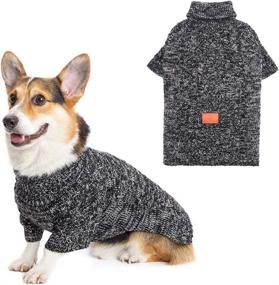 img 4 attached to 🐶 Warm and Stylish Fleece Turtleneck Sweater Dog Vest - Cable Knit Winter Apparel with Leash Hole for Small, Medium, and Large Dogs by KOOLTAIL