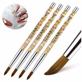 img 4 attached to Morovan Acrylic Nail Brush Kolinsky Sable Bristles Round Oval Pointed For Art Extension Carving Manicure Pedicure Liquid Glitter Handle 1PCS