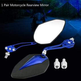 img 1 attached to 🔵 Keenso 1 Pair Universal Motorcycle Mirrors – Adjustable Aluminum Rear View Side Mirrors in Blue for Motorbikes and Scooters (10mm 8mm)