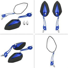 img 3 attached to 🔵 Keenso 1 Pair Universal Motorcycle Mirrors – Adjustable Aluminum Rear View Side Mirrors in Blue for Motorbikes and Scooters (10mm 8mm)