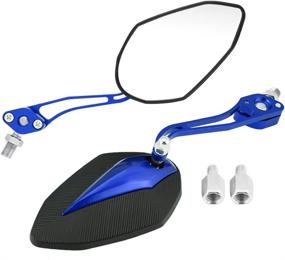 img 4 attached to 🔵 Keenso 1 Pair Universal Motorcycle Mirrors – Adjustable Aluminum Rear View Side Mirrors in Blue for Motorbikes and Scooters (10mm 8mm)