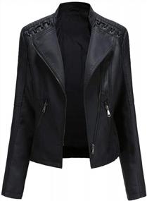 img 4 attached to Aodrusa Women'S Faux Leather Moto Jackets - Junior Zip Up PU Biker Outwear