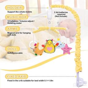 img 2 attached to 🍼 Caromolly Baby Crib Mobile for Boys – Infant Musical Mobile with 360° Rotation, 12 Lullabies, and 5 Detachable Pendants – Soothing Toy for Newborns Ages 0+ (Yellow)