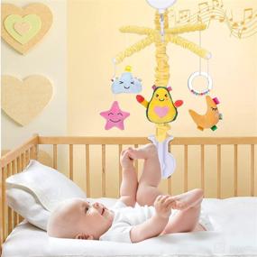 img 3 attached to 🍼 Caromolly Baby Crib Mobile for Boys – Infant Musical Mobile with 360° Rotation, 12 Lullabies, and 5 Detachable Pendants – Soothing Toy for Newborns Ages 0+ (Yellow)