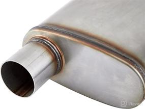 img 2 attached to 🔥 Floshine FH1236 Stainless Muffler with 2.5" Inlet/Outlet - High Performance Straight-Through Exhaust