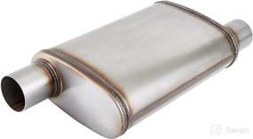 img 4 attached to 🔥 Floshine FH1236 Stainless Muffler with 2.5" Inlet/Outlet - High Performance Straight-Through Exhaust