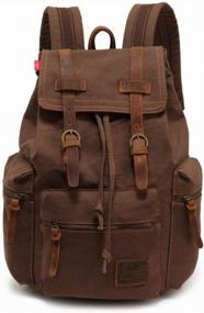 img 4 attached to AUGUR Vintage Leather Backpack Rucksack