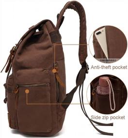 img 1 attached to AUGUR Vintage Leather Backpack Rucksack