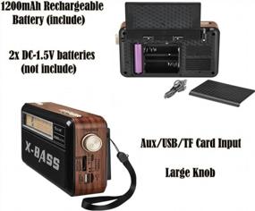 img 1 attached to G Keni Retro Shortwave Radio Portable AM ​​FM с аккумуляторной батареей, винтажным радио Bluetooth, сильным приемом, входом для карты AUX / USB / TF, панелью солнечных батарей, большой ручкой, большим динамиком, аварийным освещением