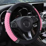 aynzkj diamond leather steering wheel cover for women girls interior accessories logo