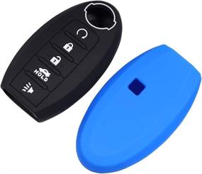 img 1 attached to 🔑 Lcyam Silicone Key Fob Cover: Reliable Protection for Nisan Altima, Maxima, Kicks, Murano, Pathfinder, Armada, Patrol – 2Pcs (Black Blue)