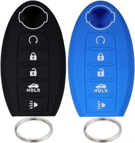 img 4 attached to 🔑 Lcyam Silicone Key Fob Cover: Reliable Protection for Nisan Altima, Maxima, Kicks, Murano, Pathfinder, Armada, Patrol – 2Pcs (Black Blue)