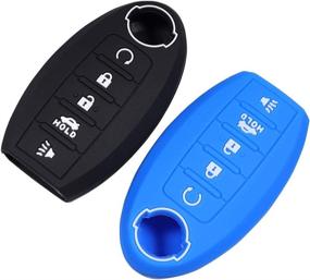 img 3 attached to 🔑 Lcyam Silicone Key Fob Cover: Reliable Protection for Nisan Altima, Maxima, Kicks, Murano, Pathfinder, Armada, Patrol – 2Pcs (Black Blue)