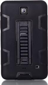 img 3 attached to Protect Your Galaxy Tab 4 With Magicsky Heavy Duty Hybrid Shockproof Armor Kickstand Case - Exclusive Black/Black Design