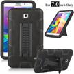 protect your galaxy tab 4 with magicsky heavy duty hybrid shockproof armor kickstand case - exclusive black/black design logo
