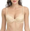lace demi cup push up bra for women - padded underwire for support and comfort, perfect for everyday wear and adding cup size logo