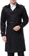 aowofs men's double breasted trench coat stylish slim fit mid long belted windbreaker logo