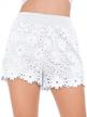 jtanib women's lace shorts, fitted scallop hem crochet casual summer shorts white m logo
