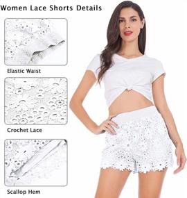 img 1 attached to JTANIB Women'S Lace Shorts, Fitted Scallop Hem Crochet Casual Summer Shorts White M