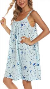 img 3 attached to Womens Cotton Tank Nightgown With Wide Straps, Chemise Full Slip Sleep Dress By AVIIER