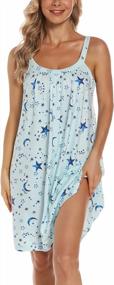 img 4 attached to Womens Cotton Tank Nightgown With Wide Straps, Chemise Full Slip Sleep Dress By AVIIER