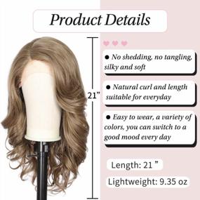 img 1 attached to Luxurious Kalyss 21" Lace Front Wigs With Baby Hair For Women - Long Curly Wavy Heat Resistant Japan-Made Synthetic Hairpiece With 5" Deep Lace Parting And Light Brown Shade