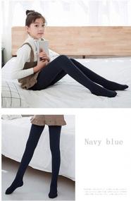 img 2 attached to Warm And Cozy: Girls' Fleece Lined Footed Leggings For Winter School Days