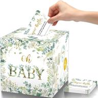 🍼 set of 50 greenery diaper raffle tickets with baby shower holder box - baby party decorations, shower favors, and game kit logo