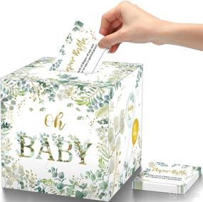 img 4 attached to 🍼 Set of 50 Greenery Diaper Raffle Tickets with Baby Shower Holder Box - Baby Party Decorations, Shower Favors, and Game Kit