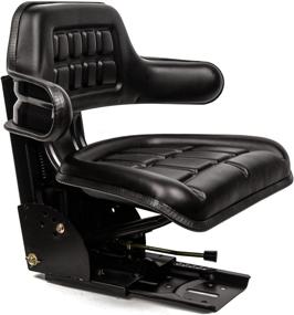 img 1 attached to 🚜 Premium Universal Tractor Suspension Seat: Adjustable Sliding Rails, Waffle Style Design - Fits John Deere, Ford/New Holland, Massey Ferguson, & Kubota (Black)