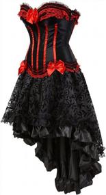 img 3 attached to Women'S Frawirshau Corset Dress Bustier Lingerie Top & Steampunk Skirt Burlesque Halloween Costume