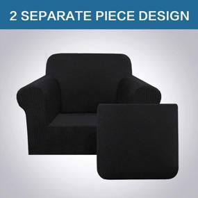 img 3 attached to Stylish Furniture Cover - H.VERSAILTEX 2 Piece Stretch Chair Protector For Living Room With Elastic Bottom And Small Checks Jacquard Fabric (Chair, Black)