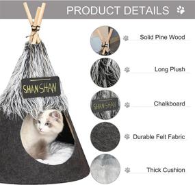 img 1 attached to 🐾 PawHut Pet Teepee Tent Cat Bed Dog House with Thick Cushion Chalkboard - Ideal for Kittens and Puppies up to 13lbs 28inch in Grey