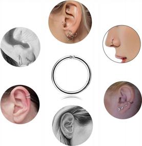 img 1 attached to Stylish And Durable Stainless Steel Body Piercings - Thunaraz Sleeper Earrings, Septum Clicker, Nose And Lip Rings With 16G Gauge (3-6 Pairs)