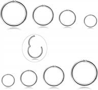 stylish and durable stainless steel body piercings - thunaraz sleeper earrings, septum clicker, nose and lip rings with 16g gauge (3-6 pairs) logo