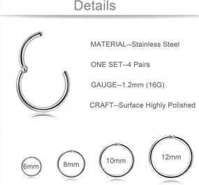 img 3 attached to Stylish And Durable Stainless Steel Body Piercings - Thunaraz Sleeper Earrings, Septum Clicker, Nose And Lip Rings With 16G Gauge (3-6 Pairs)