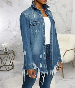 img 1 attached to Jacket Distressed Ripped Oversized Jackets Women's Clothing : Coats, Jackets & Vests