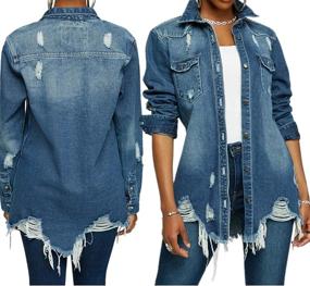 img 3 attached to Jacket Distressed Ripped Oversized Jackets Women's Clothing : Coats, Jackets & Vests