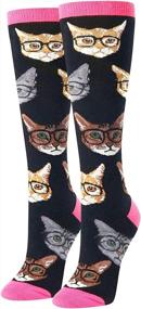 img 3 attached to Novelty Gifts For American Chicken Unicorn Bee Lovers: Zmart Funny Women America Flag Cat Knee High Socks