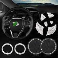 🚗 bling sticker steering wheel emblem kit for toyota corolla, highlander, avalon, camry, rav4 - includes 2 pcs cup holder insert coasters with ring sticker, 5 set of bling interior decorations логотип