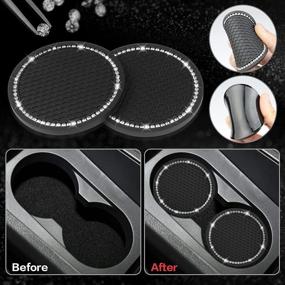 img 2 attached to 🚗 Bling Sticker Steering Wheel Emblem Kit for Toyota Corolla, Highlander, Avalon, Camry, RAV4 - Includes 2 Pcs Cup Holder Insert Coasters with Ring Sticker, 5 Set of Bling Interior Decorations