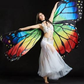 img 3 attached to MUNAFIE Colorful Butterfly Wings Performance Costumes for Belly Dance, Halloween, Christmas Party