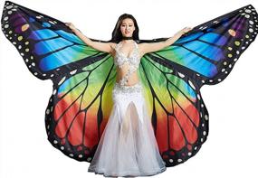 img 4 attached to MUNAFIE Colorful Butterfly Wings Performance Costumes for Belly Dance, Halloween, Christmas Party