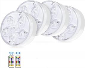 img 4 attached to WGCC Submersible LED Pool Lights, IP68 Waterproof Shower LED Lights, Magnetic Bathtub Light With Suction Cup, RF Remote Pool Led Lights Underwater For Pond Fountain Aquariums Vase Garden Party - 4Pcs