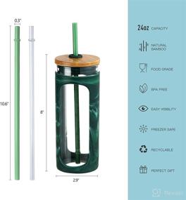 img 3 attached to 🥤 Kodrine 20oz Glass Water Bottle with Straw and Lid - BPA Free, Reusable Tumbler for Iced Coffee, Smoothies, & More